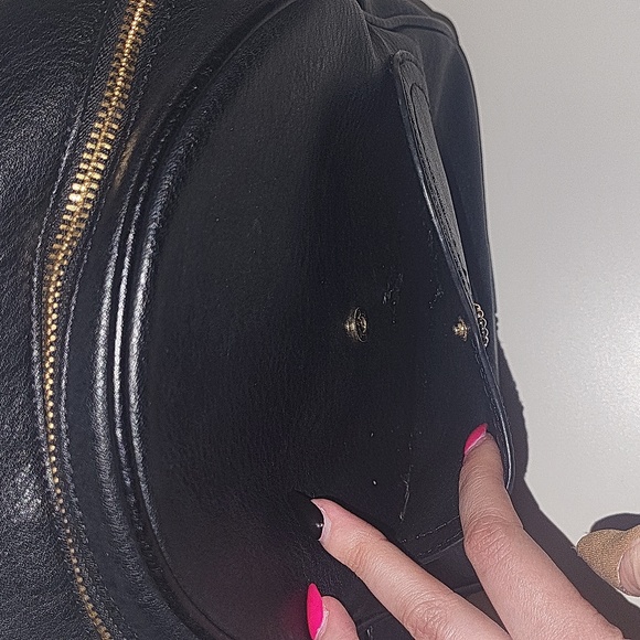EUC Lauren Conrad black faux leather backpack with cute heart pocket - Picture 2 of 7